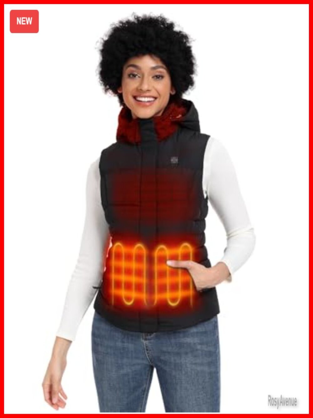 800-Fill Heated Down Vest Detachable Hood Battery Sleeveless